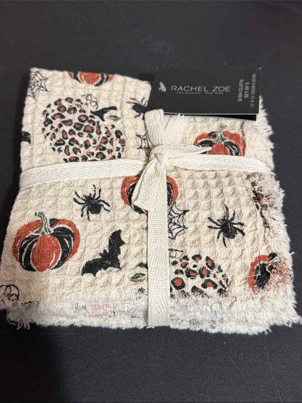 Rachel Zoe set of 5 Halloween dish cloths 12” x 12”